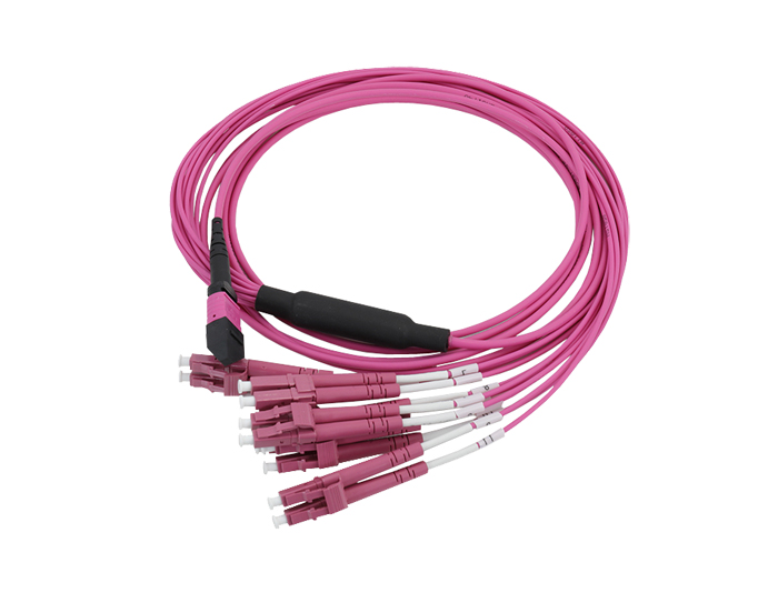MPO to LC, 8 Fibers OM4 Multimode Breakout Cable, Low Smoke Zero Halogen (LSZH) Rated, TSB-307E