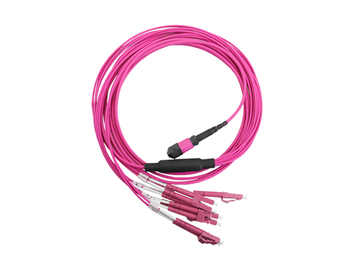 MPO to LC, 8 Fibers OM4 Multimode Breakout Cable, Low Smoke Zero Halogen (LSZH) Rated, TSB-307E