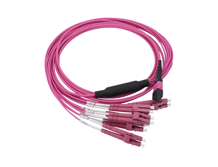 MPO to LC, 8 Fibers OM4 Multimode Breakout Cable, Low Smoke Zero Halogen (LSZH) Rated, TSB-307E