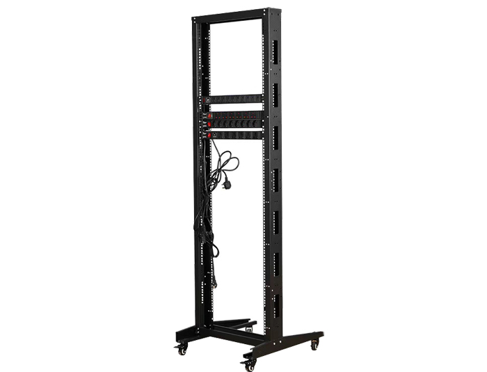 42U 2-Post Open Frame Rack, Black / Grey TSF-205A