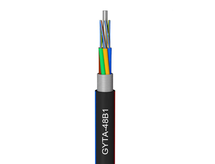 48 Cores Aluminum Tape Aerial Fiber Cable With Color Stripe | GYTA