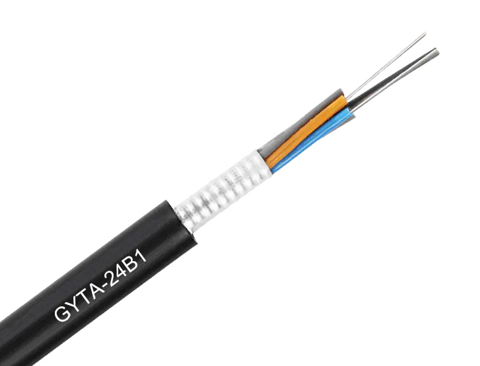 48 Cores Aluminum Tape Aerial Fiber Cable With Color Stripe | GYTA