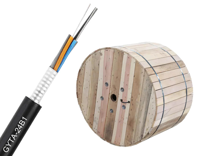 48 Cores Aluminum Tape Aerial Fiber Cable With Color Stripe | GYTA