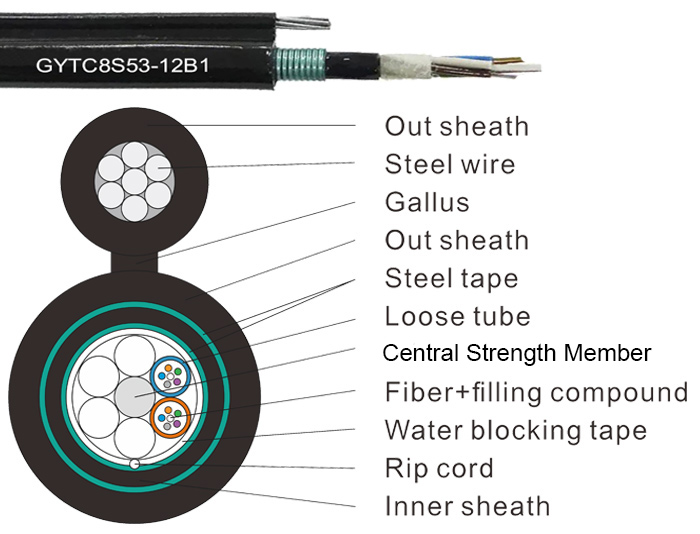 Figure 8 Double Armored Dual-Jacket Self-Supporting Aerial Fiber Cable | GYTC8S53